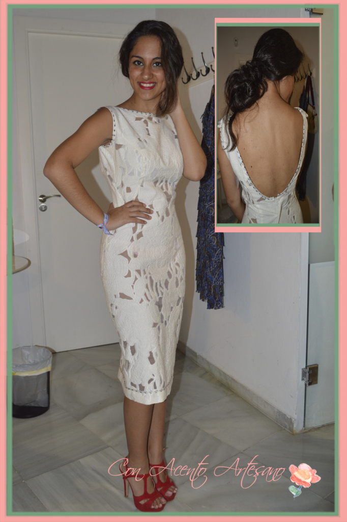 Vestido blanco con brocados y transparencias de Taller de Diseño