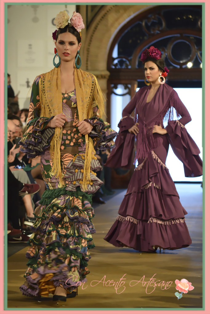 Traje de flamenca estampado de talle alto con volantes pequeños de Pepa Garrido en We Love Flamenco 2017